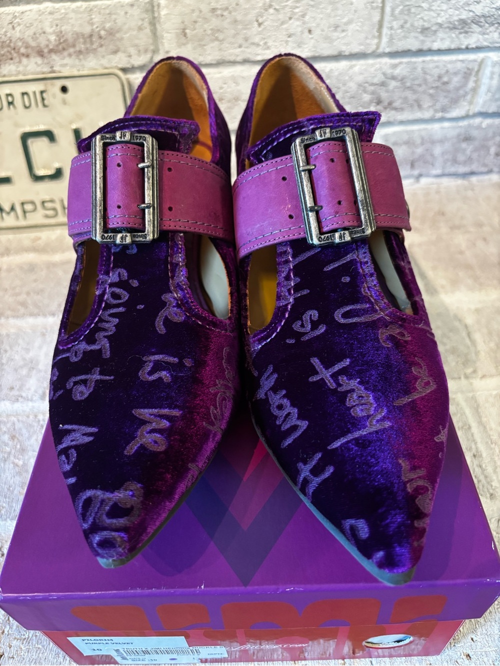 John Fluevog Purple Velvet LE Hendrix Pilgrim